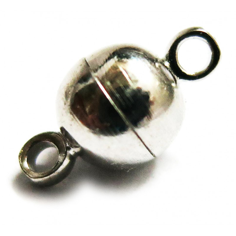 1x Magnetverschluss 12x6mm silberfarben kugelförmig - Schmuckzubehör