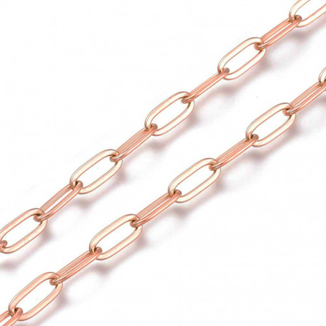 Leisure-Beads - 1m Edelstahl Gliederkette 9,7x4,2x0,6mm rosegoldfarben Paperclip - Schmuckzubehör