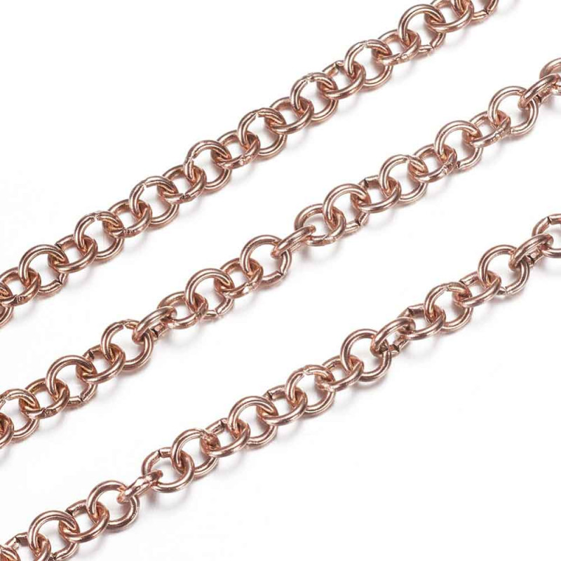 1m Edelstahl Jasseronkette 4x0,8mm rosegoldfarben - Schmuckzubehör - Leisure-Beads DIY
