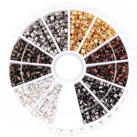 Leisure-Beads - 1260x Quetschröhrchen 2mm im Mix Quetschperlen - Schmuckzubehör