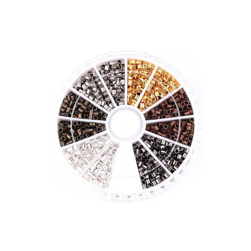 1260x Quetschröhrchen 2mm im Mix Quetschperlen - Schmuckzubehör - Leisure-Beads DIY