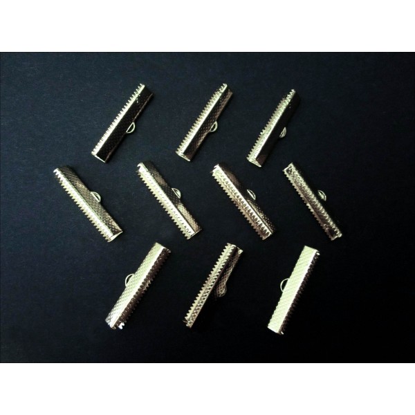 10x hellsilberfarbene Bandklemme 30mm Bandverbinder - Schmuckzubehör
