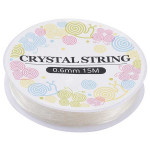 15m elastische Perlenschnur 0,6mm transparent Nylondraht Rolle - Schmuckzubehör