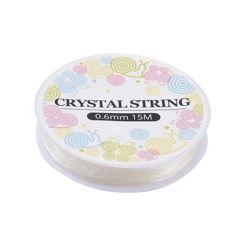15m elastische Perlenschnur 0,6mm transparent Nylondraht Rolle - Schmuckzubehör
