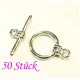 50x Knebelverschluss Ring 11mm Toggle silberfarben - Schmuckzubehör - Leisure-Beads DIY