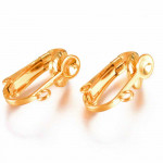 2x Edelstahl Ohrclips 16x12x7,5mm mit Öse goldfarben - Schmuckzubehör zum Ohrclips basteln