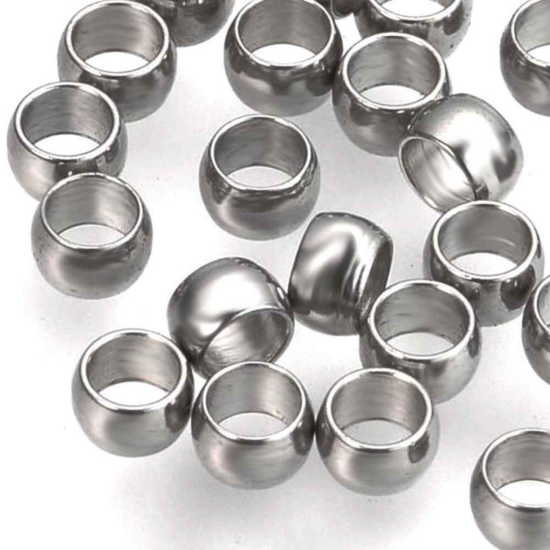 10x Edelstahl Perle 3x2mm Loch 2mm silberfarben - Schmuckzubehör - Leisure-Beads DIY