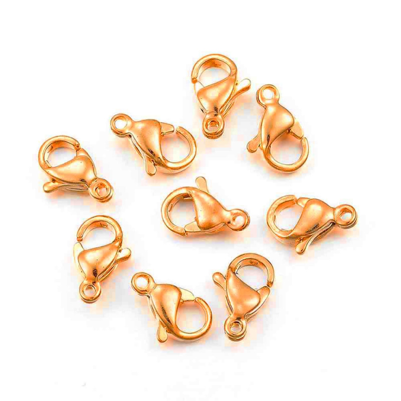 10x Edelstahl Karabinerhaken 11,5mm goldfarben - Schmuckzubehör - Leisure-Beads DIY