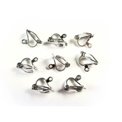 Leisure-Beads - 8 Stück / 4 Paar Ohrclips (1) 12x12mm silberfarben - Schmuckzubehör zum Ohrclips selbermachen