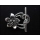 1x Knebelverschluss Lilie Jugendstil Blume silberfarben 30x20mm Toggle - Schmuckzubehör