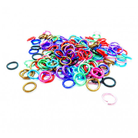 Leisure-Beads - 50x bunter Biegering 5mm x 0,7mm aus Eisen rund - Schmuckzubehör