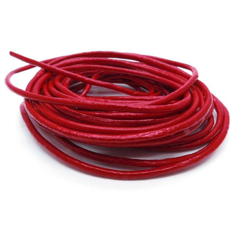 95cm rote Lederschnur 2mm glänzend - Schmuckzubehör - Leisure-Beads DIY