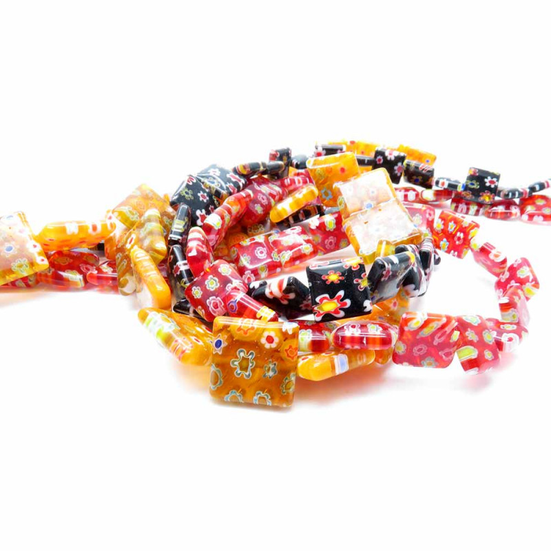 3x Strang rottönige Millefiori Perlen MIX 24 - Schmuckzubehör - Leisure-Beads DIY