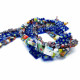 3x Strang blau bunte Millefiori Perlen MIX 25 im Perlenmix - Schmuckzubehör Millefiori