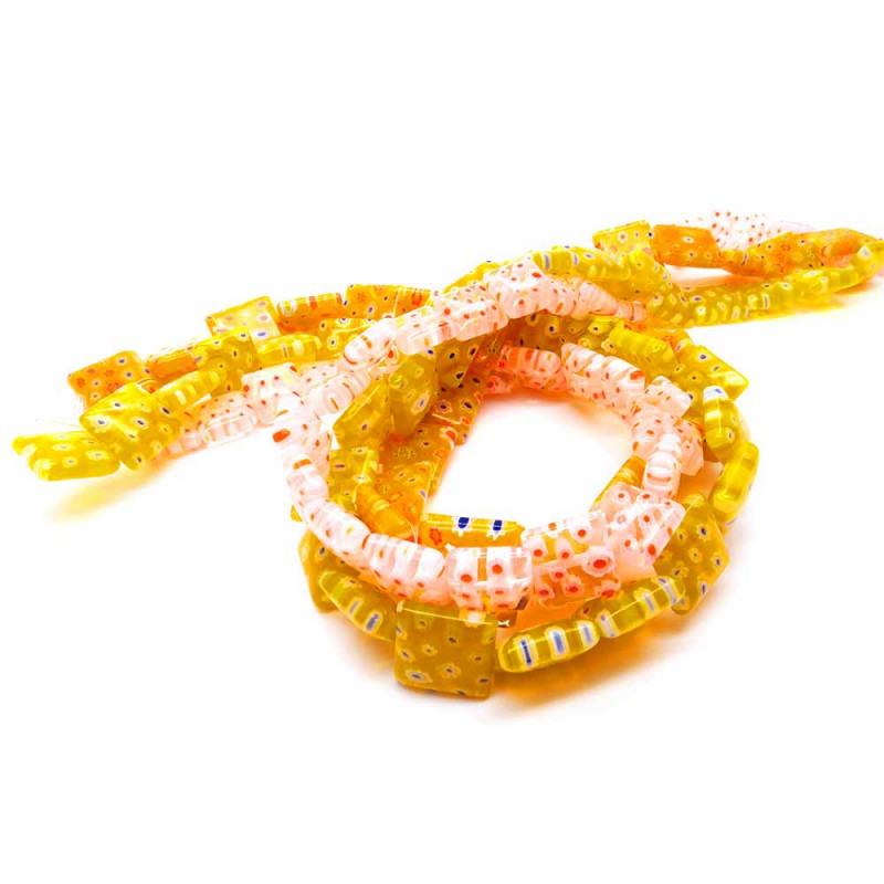 3x Strang gelb-orange-rote Millefiori Perlen MIX 27 - Schmuckzubehör - Leisure-Beads DIY