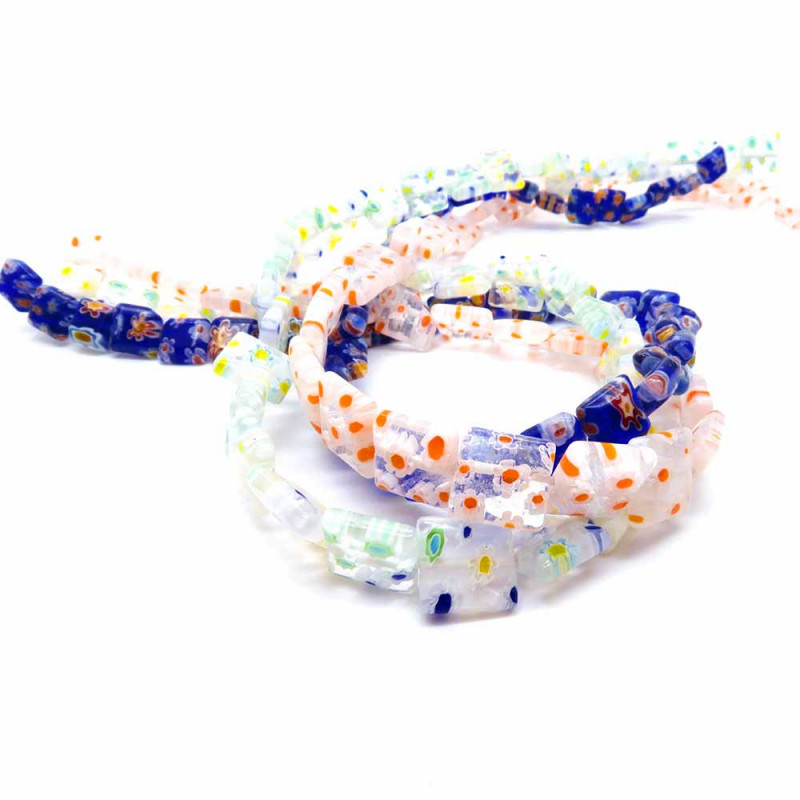 3x Strang blau transparente Millefiori Perlen MIX 29 - Schmuckzubehör - Leisure-Beads DIY