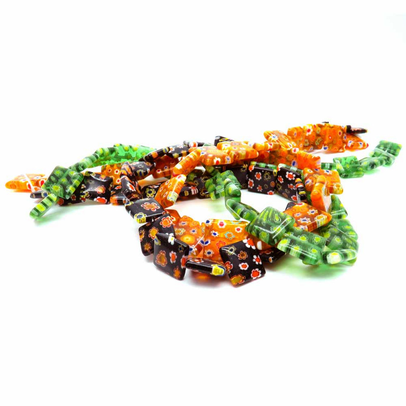 3x Strang bunte Millefiori Perlen MIX 32 - Schmuckzubehör - Leisure-Beads DIY