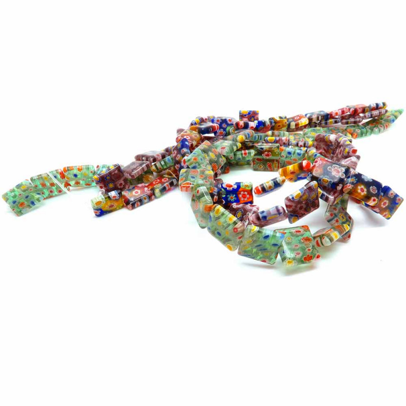 3x Strang grün bunte Millefiori Perlen MIX 34 - Schmuckzubehör - Leisure-Beads DIY