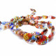2x Strang weiß bunte Millefiori Perlen MIX 38 Oval im Perlenmix - Schmuckzubehör Millefiori