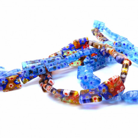 Leisure-Beads - 2x Strang türkis bunte Millefiori Perlen MIX 39 - Schmuckzubehör