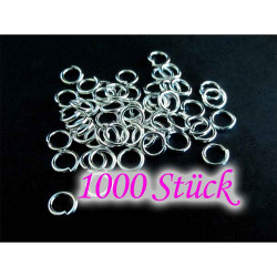 Leisure-Beads - 1000x Biegering hellsilberfarben 5mm x 0,8mm rund Bindering - Schmuckzubehör Biegering