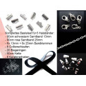 Trachtenschmuck selber machen mit Bastelset für Halsband mit Samtband, Bandklemmen, Karabinern + Biegeringen - Schmuck Bastelset