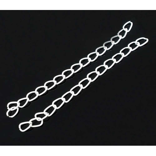 Leisure-Beads - 10x 5cm hellsilberfarbene Verlängerungskette 3mm - Schmuckzubehör