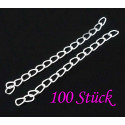 100x hellsilberfarbene Verlängerungskette 3mm platinfarbenes Verlängerungskettchen - Schmuckzubehör