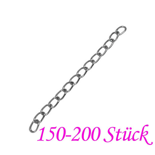 Leisure-Beads - 150-200x 5cm gunmetal Verlängerungskette 3,5mm metallschwarze Verlängerungskettchen - Schmuckzubehör