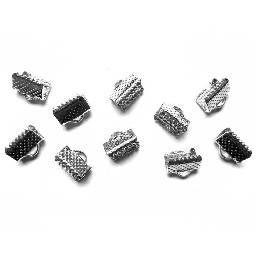 Leisure-Beads - 10x silberfarbene Bandklemme 10mm silberfarbene Bandverbinder - Schmuckzubehör