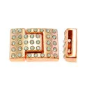 1x rosegoldfarben Strass Magnetverschluss 24x16x8mm Innen 13x2mm rosegoldfarben Einklebverschluss - rosegoldfarben Schmuckzubeh - Leisure-Beads DIY