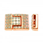 1x rosegoldfarben Strass Magnetverschluss Innen 13x2mm 24x16x8mm Einklebverschluss - Schmuckzubehör
