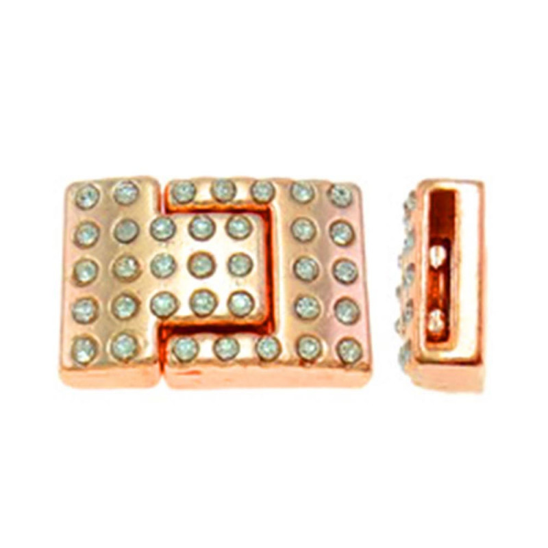 1x rosegoldfarben Strass Magnetverschluss Innen 13x2mm 24x16x8mm Einklebverschluss - Schmuckzubehör - Leisure-Beads DIY