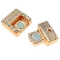1x rosegoldfarben Strass Magnetverschluss 24x16x8mm Innen 13x2mm rosegoldfarben Einklebverschluss - rosegoldfarben Schmuckzubeh - Leisure-Beads DIY