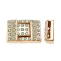 1x rosegoldfarben Magnet Verschluss mit Strass 24x16x8mm rosegoldfarben Verschluss zum Einkleben - rosegoldfarben Schmuckzubehö - Leisure-Beads DIY