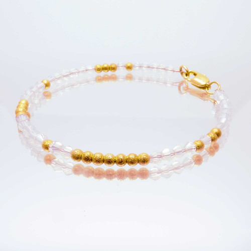 Leisure-Beads - Bastelset Armreif mit geschliffenen Mini Glas- und Metallperlen - Schmuck Bastelset