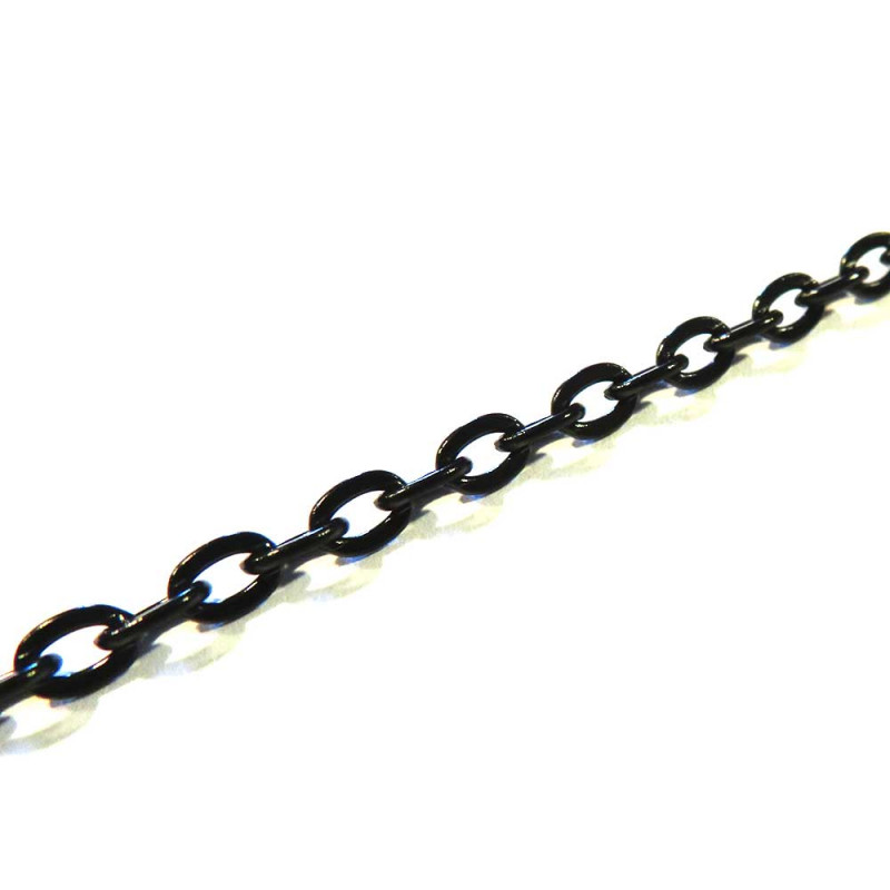 1m schwarze Edelstahl Gliederkette 4x3mm - Schmuckzubehör Edelstahl - Leisure-Beads DIY