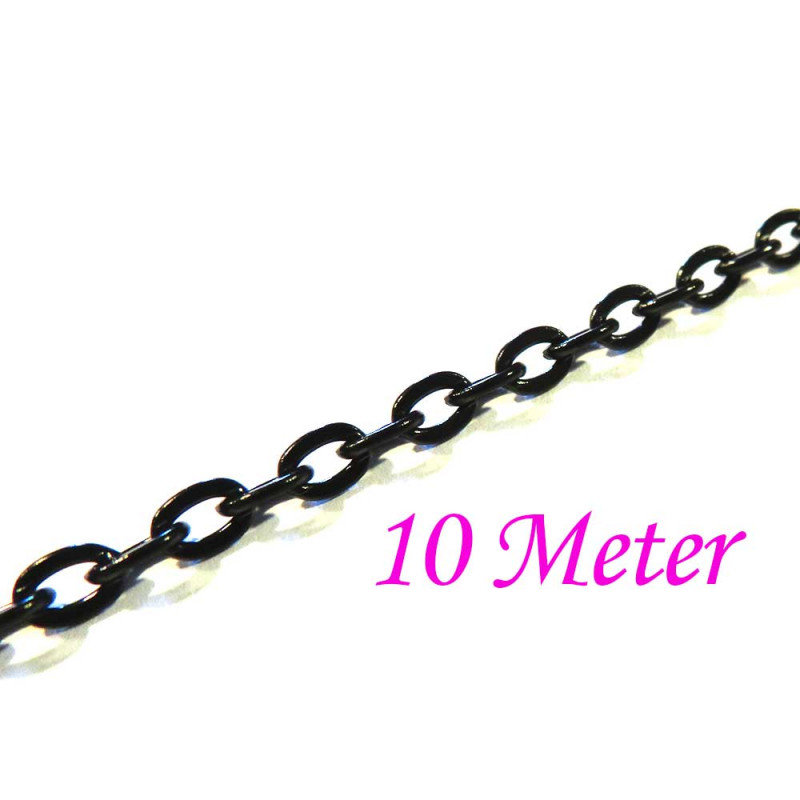 10m schwarze Edelstahl Kette 4x3mm - Schmuckzubehör Edelstahl - Leisure-Beads DIY