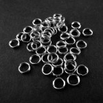 20x silberfarbener Spaltring 6mm Doppelring Bindering - Schmuckzubehör