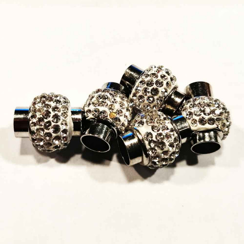 Leisure-Beads - 5x Strass Edelstahl Magnetverschluss Innen 7mm II. WAHL 14x18mm silberfarben - Schmuckzubehör
