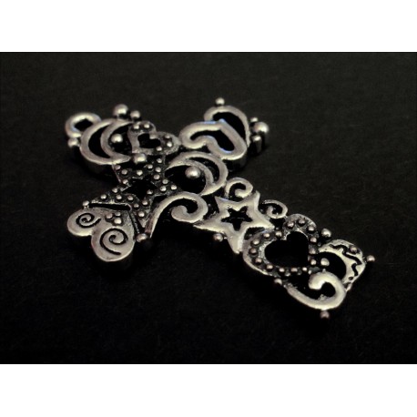 Leisure-Beads - 1x silberfarben Kreuz 38x25mm Anhänger Kruzifix silberfarben Schmuckanhänger - Schmuckzubehör