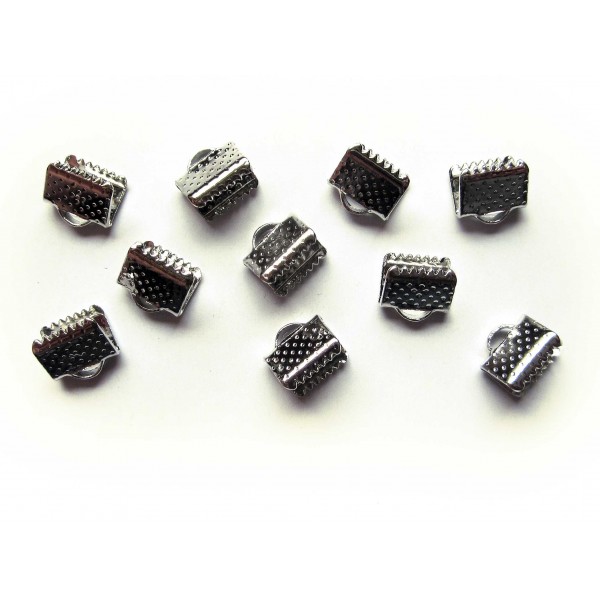 10x silberfarbene Bandklemme 7mm silberfarbene Bandverbinder - Schmuckzubehör