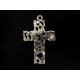 1x großes Kreuz Anhänger Kruzifix silberfarben Schmuckanhänger ca. 38x25mm - Schmuckzubehör