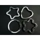 Schlüsselring 4er Set aus Stern + Herz + Blume + Ring silberfarben stabil und massiv - Schmuckzubehör - Leisure-Beads DIY