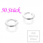 50x 925er Biegering 4mm x 0,9mm Sterling Silber rund Binderinge - Schmuckzubehör