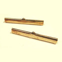 2x hellgoldfarbene Bandklemme 50mm II. WAHL Bandverbinder - Schmuckzubehör
