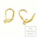 2x vergoldete 925 Sterling Silber Brisuren 15,5x8,2mm - Schmuckzubehör