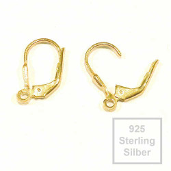 Leisure-Beads - 2x 925er vergoldete Brisuren 15,5x8,2mm Sterling Silber - Schmuckzubehör