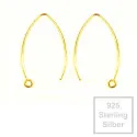 2x vergoldete 925er Ohrhaken 38mm Sterling Silber - Schmuckzubehör - Leisure-Beads DIY