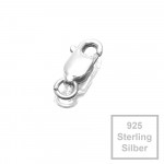 1x Sterling Silber 8mm Design Karabinerhaken 925 silberfarben mit einem Biegering - 925er Schmuckzubehör